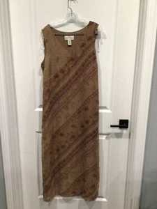 NWOT Norton McNaughton women’s large dress brown sleeveless v neck fully lined - Picture 1 of 5