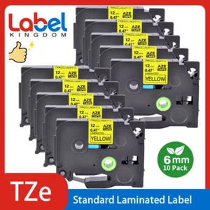 10 Pack Label Tape TZe-611 TZ-611 Yellow 6mm Compatible Brother P-Touch E100 P70 - Picture 1 of 8