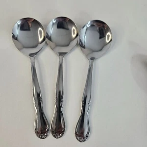 Oneida Stainless Round Bowl Soup Spoon Lot of 3 Replacement Flatware Glossy - Picture 1 of 10