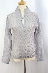 Special Price! ISSEY MIYAKE Gray Pleats Long Sleeve Top 064 3211
