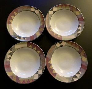 SET OF 4 - MIKASA STUDIO NOVA PALM DESERT - 8 1/4" RIMMED SOUP BOWLS - Y2216 - Picture 1 of 7