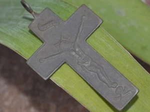 ANTIQUE ORIGINAL !!! 19th century cross icon amulet skull memento mori Jesus vtg - Picture 1 of 12