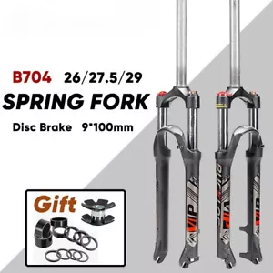 MTB Bike Suspension Front Fork 26/27.5/29inch Bicycle Spring Fork Travel 100mm - Picture 1 of 22