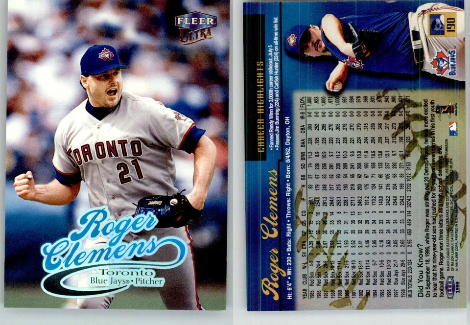Roger Clemens 1999 Fleer Ultra #190 Blue Jays - Image 1 of 1