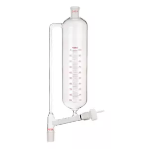 24/29 Glass Powder Addition Funnel W/Graduated & PTFE Valve Lab Glassware - Picture 1 of 4