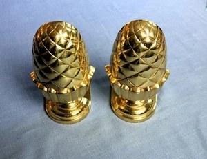 SET OF 2 BOOKENDS GOLD LACQUERED METAL PINEAPPLE THEME 7.0" wgt: 3.0 lbs - Picture 1 of 4