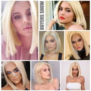 Front Echthaar Perücken mit Kurze Perücke Echthaar Perücken Perücke Blonde Lace - Bild 1 von 7