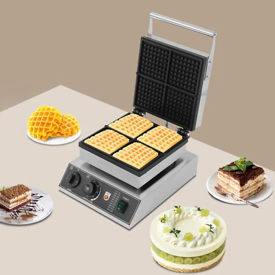 Stainless Steel 1750W Waffle Maker Commercial Electric Grill Waffle Maker+4 Template - Image 1 of 4
