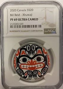 2020 $20 CANADA SILVER PROOF BILL REID GRIZZLY BEAR NGC PF69 - Picture 1 of 2