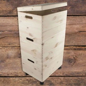 Set of Three Large Stackable Wooden Trunks on Wheels / Storage Chest Craft Box - Picture 1 of 11