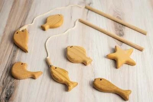 Wooden Magnetic Fishing Game for Kids, 4 types of Wood - Picture 1 of 4