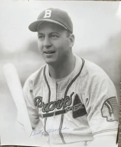 Bill Billy Herman Autographed 8x10 Boston Braves  Vintage Auto Blue Pen Perfect - Picture 1 of 2