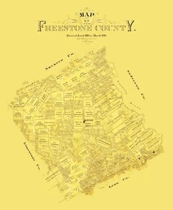 Historic County Map - Freestone County Texas - Blau 1888 - 23 x 27.88 - Picture 1 of 20