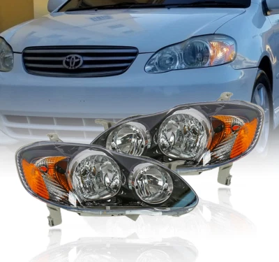 Faros para Toyota Corolla 2003-2008 carcasa negra lente transparente izquierda+derecha Foto 1 de 4