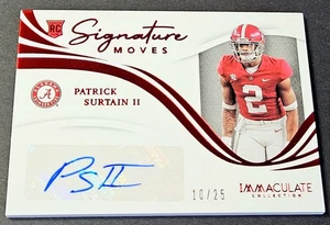 2021 Immaculate Red /25 Signature Moves Rookie Auto Patrick Surtain RC #SM-PS - Picture 1 of 2