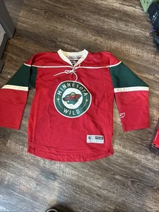 MINNESOTA WILD NHL REEBOK JERSEY RED-GREEN SIZE Youth S/M - Afbeelding 1 van 6