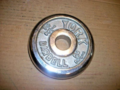 1 placa de peso barra cromada York vintage de 2,5 libras agujero de 1" pulgada Foto 1 de 3