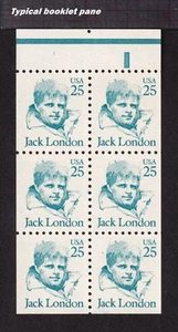 1988 Jack London 25c complete booklet pane of 6 Sc 2197a MNH Typical - Picture 1 of 1