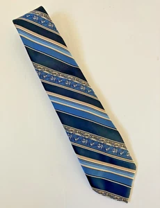 Wemlon by Wembley blaue Krawatte gestreift Blumenmuster 3 7/8 x 55 - Bild 1 von 5