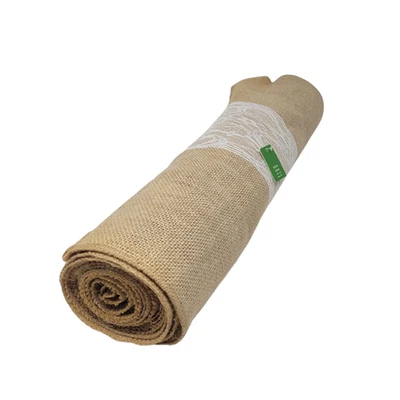 NWT 18 inch x 10 foot Rolled Burlap Lace Trim Runner Fabric Wedding Party Rustic - Image 1 of 4