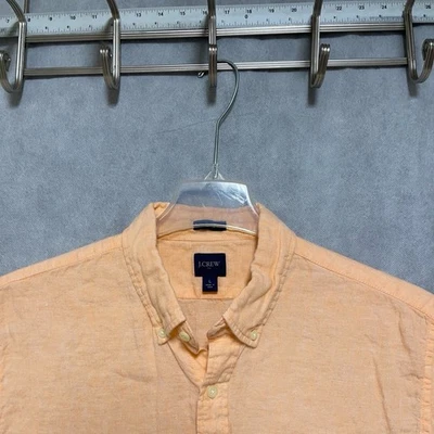 J Crew Shirt Men's L Orange Slim Linen Cotton Button Up Hybrid Casual Academia - Image 1 of 4