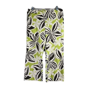 Madison donna Capris taglia 6 verde nero floreale vita media gamba dritta tropicale - Foto 1 di 12