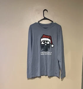 Life Is Good Herren Dark Side Langarm Crusher Tee - Stone Blue Größe Medium - Bild 1 von 7