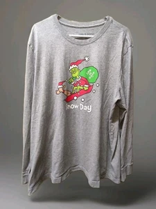 Life is Good Langarm Crusher T-Shirt XL "Snow Day" Grinch grau  - Bild 1 von 4