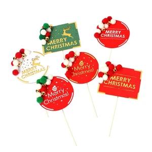 6 PCS Christmas Decoration Card Insert Cupcake Pick Party Supplies - Picture 1 of 12