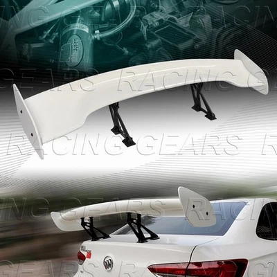 UNIVERSAL 57" DRAGON-3 STYLE PAINTED WHITE ABS GT TRUNK ADJUSTABLE SPOILER WING - Image 1 of 4