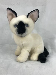 Peluche Russ Berrie 8" Gato Siamés Zia Gatito Raro Negro Marfil Ojos Azules - Imagen 1 de 8