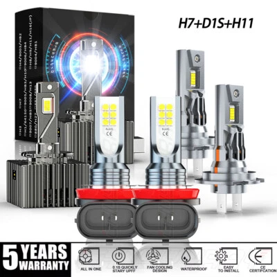 For Mercedes-Benz SL550 2009-2012 LED Headlight Hi/Lo+Fog light Combo Bulb 6000K - Image 1 of 4