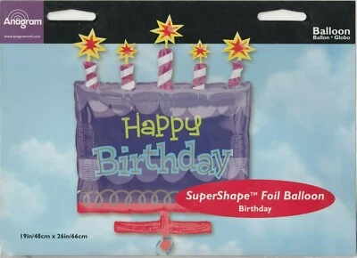 Anagram "Happy Birthday" Cake  19" x 26" SuperShape Foil Balloon - Image 1 of 2