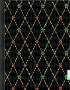 1 Yard Of Joyous Christmas -Penny Rose Fabrics 100% Cotton Black/Gray Background - Picture 1 of 1