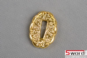 Pequeño protector de mano dorado Tsuba para espada samurai japonesa Katana Wakizashi Tanto - Imagen 1 de 3