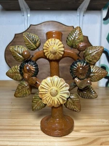 Vintage Mexican Tree of Life Candelabra Folk Art One Candle Birds Flowers - Picture 1 of 8