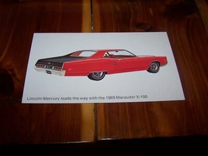1969 Lincoln Mercury Marauder X-100 Werbepostkarte - Bild 1 von 4