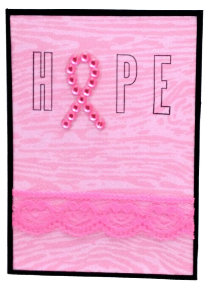 Tarjeta de felicitación rosa HOPE Word BREAST CANCER - Ponte bien o gracias hecha a mano OFERTA Foto 1 de 1