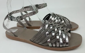 Brunello Cucinelli Women's Silver Metallic Monili Leather Sandals Size 37 - Picture 1 of 6