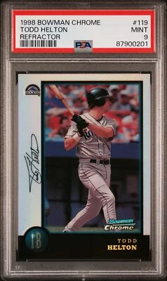 1998 BOWMAN CHROME REFRACTOR #119 TODD HELTON PSA 9 - Image 1 of 2