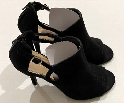 Lauren Conrad 穿孔黑色高跟鞋露趾 - 焦糖色女式 8 码二手状况完好 — 第 1/4 张图片