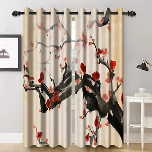 Baocicco Japanese Blackout Curtains Cherry Blossom Pattern Print Window Drape... - Picture 1 of 7