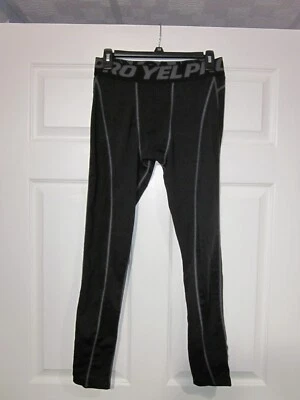 MENS BLACK COMPRESSION LEGGINGS, TIGHTS, RUNNING, BASE LAYER PANT, LARGE, # 323W - Image 1 of 4