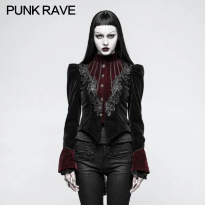 Punk Rave Mujeres Gótico Chaqueta Corta Terciopelo De Colección Vampiro Fiesta Abrigo Steampunk Foto 1 de 4