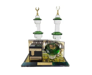 Makkah Mecca With Prophets Dome Crystal Glass Islamic Gift - Picture 1 of 1