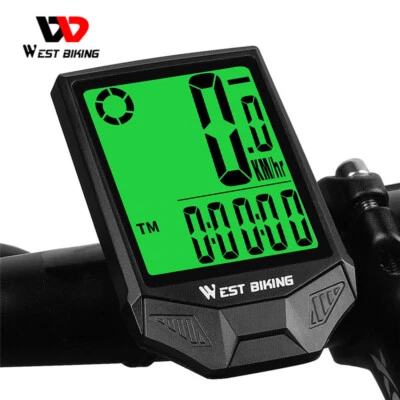 WEST BIKING Waterproof Wireless Bicycle Computer LCD Bike Odometer Speedometer - Image 1 of 4