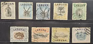 Early North Borneo Labuan Overprint Postage Stamp Lot Wildlife Crocodile People+ - Picture 1 of 1