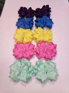 2pcs 3inch Hair Bows Toddlers Girls Purple,Pink,Blue,White,Yellow - Picture 1 of 3