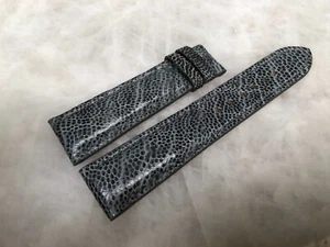 20 mm/18 mm echtes echtes graues Straußenleder gepolstertes Uhrenarmband Band - Bild 1 von 4
