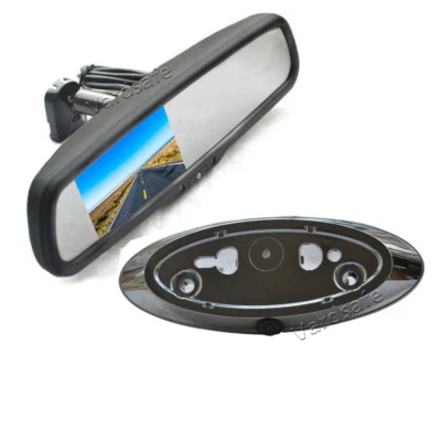 Emblem Reverse Backup Camera + Mirror Monitor for Ford F150 F250 F350 F450 F550 - Image 1 of 4